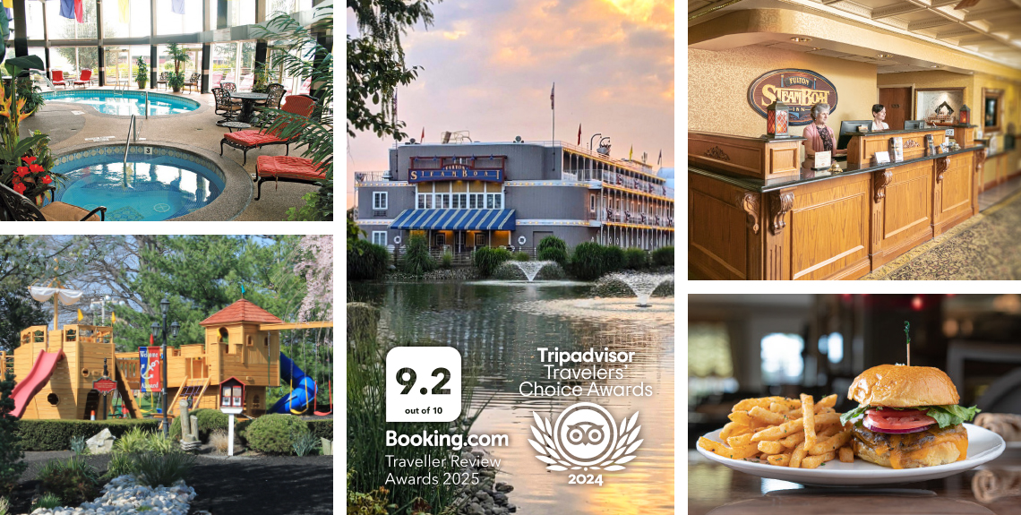 Collage of Fulton Steamboat Inn property with award logos